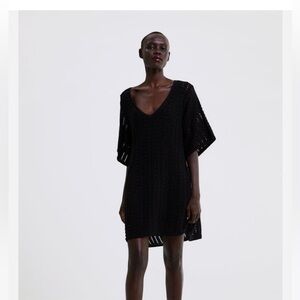 Zara size small black knitted dress with removable slip